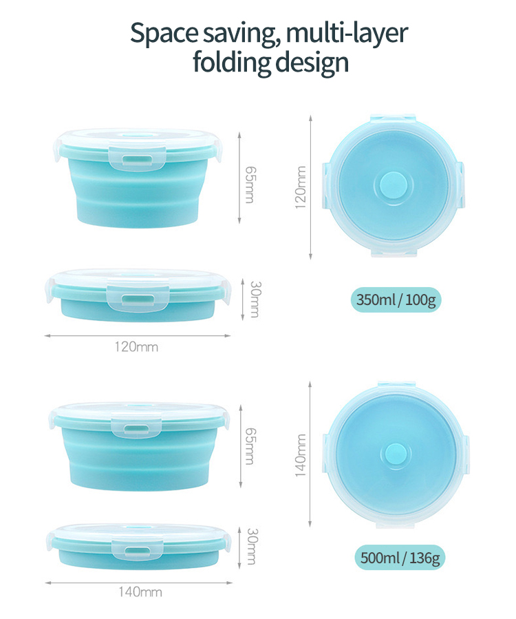 Round Silicone Lunch Box Bento Box 圆形硅胶饭盒便当盒