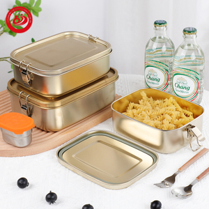 BJ-704 1.2L 镀金长方形容器防漏不锈钢饭盒 