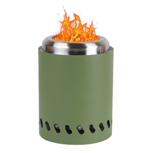 BJ-581 8.5 英寸立式无烟不锈钢火坑，适用于露营、户外和庭院 - 燃木或颗粒燃料便携式篝火，2.3 磅桌面火坑