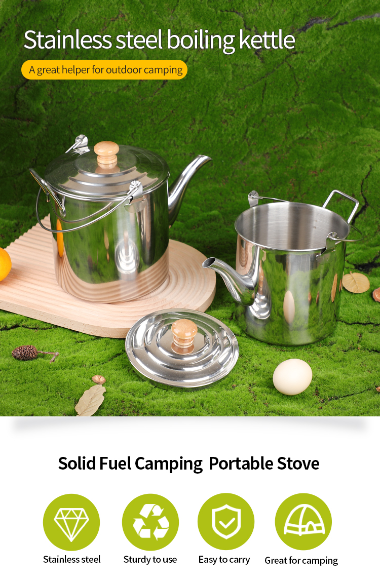 304不锈钢可悬挂篝火烹饪设备水壶