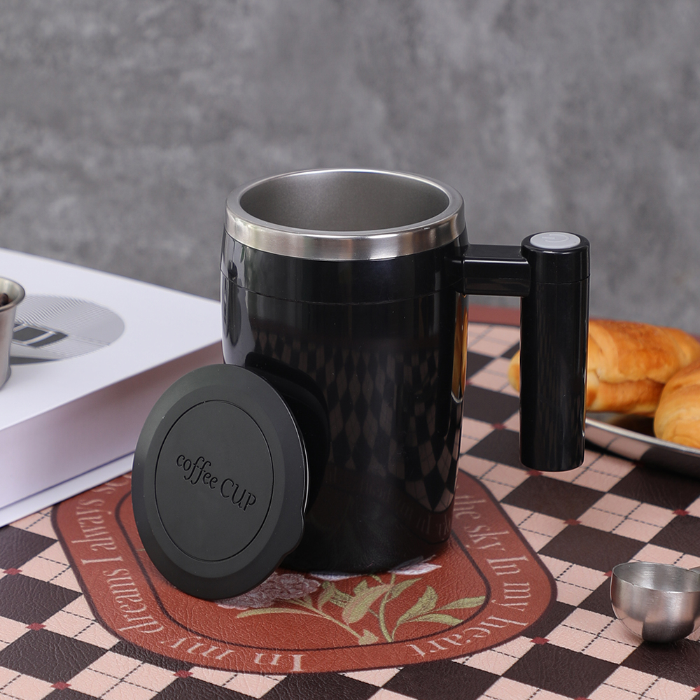 BJ-734 380ml 304 不锈钢自动电动自混合搅拌充电式磁性咖啡杯带 2 件搅拌棒不锈钢杯