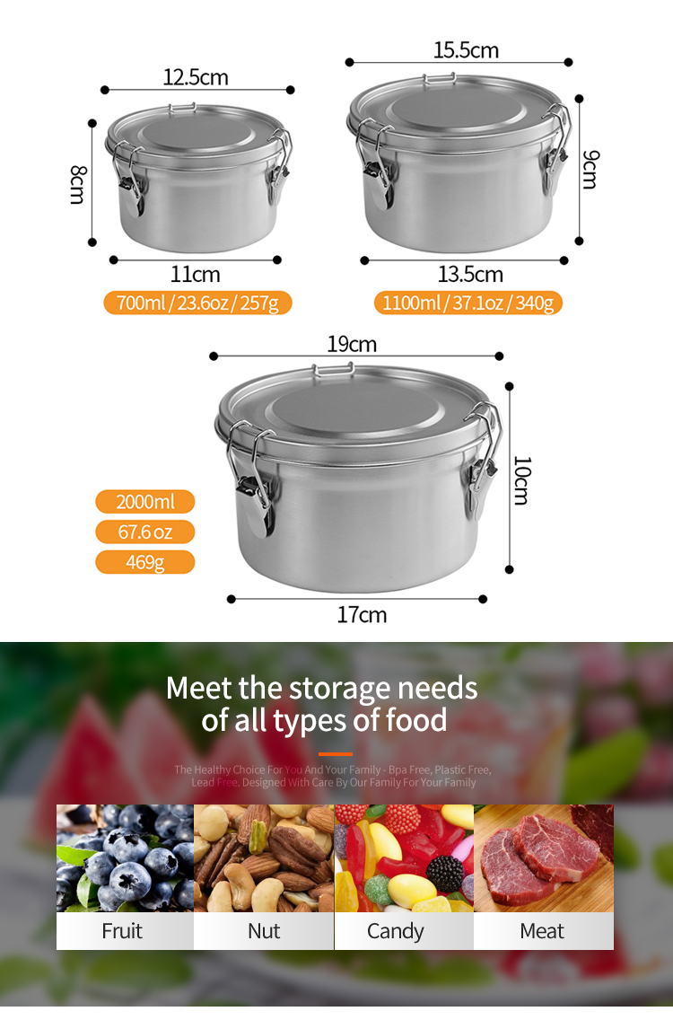 不锈钢食品保鲜盒尺寸和应用