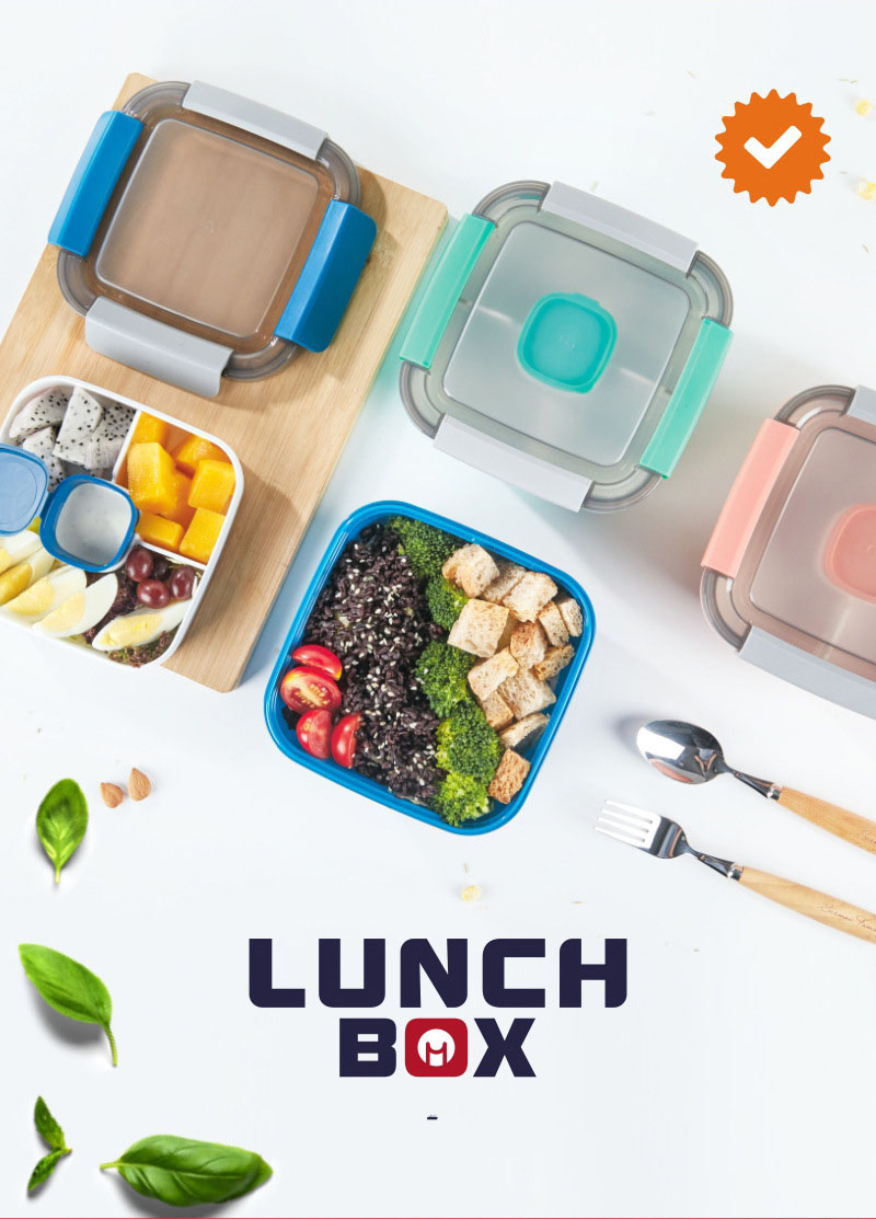 不含 BPA 方形透明塑料食品容器午餐盒