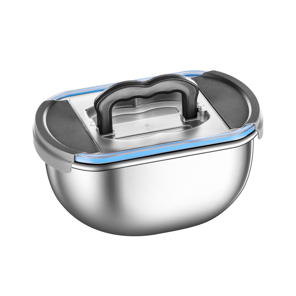 BJ-652 304不锈钢容器防漏保鲜盒带把手盖