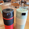 环保智能 LED 温度显示保温杯带手柄水瓶真空隔热不锈钢咖啡杯 