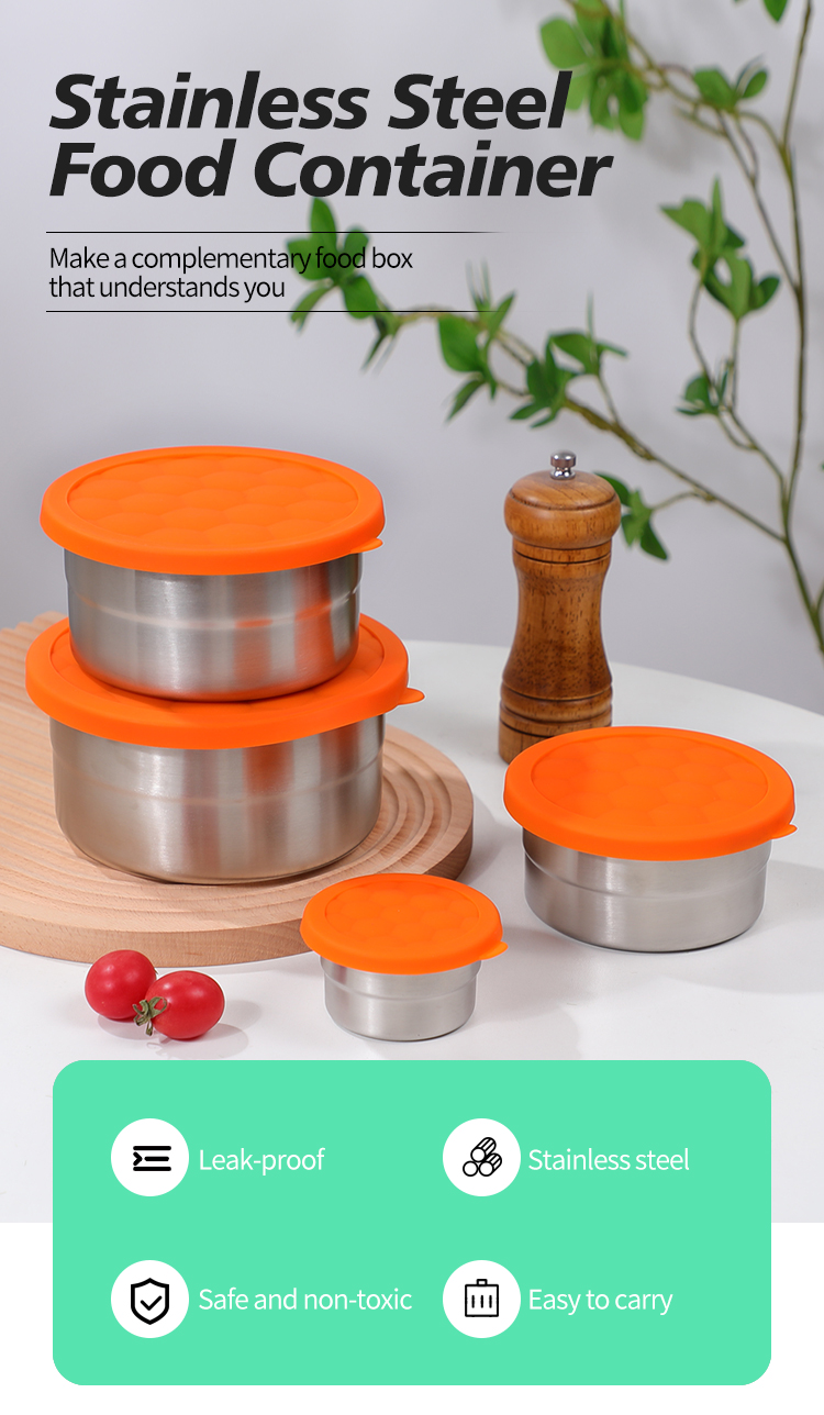 Stainless Steel Containers with Lids 带盖不锈钢容器