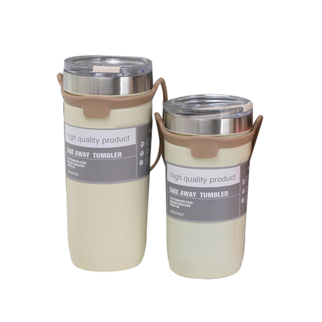 BJ-629 双壁真空广口运动水瓶带硅胶手提袋和防漏盖