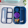 BJ-741 1300ml BPA 4 格儿童含餐具塑料午餐盒