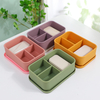 BJ-245 硅胶便当盒 可重复使用 3 隔层硅胶便当盒带盖午餐盒 