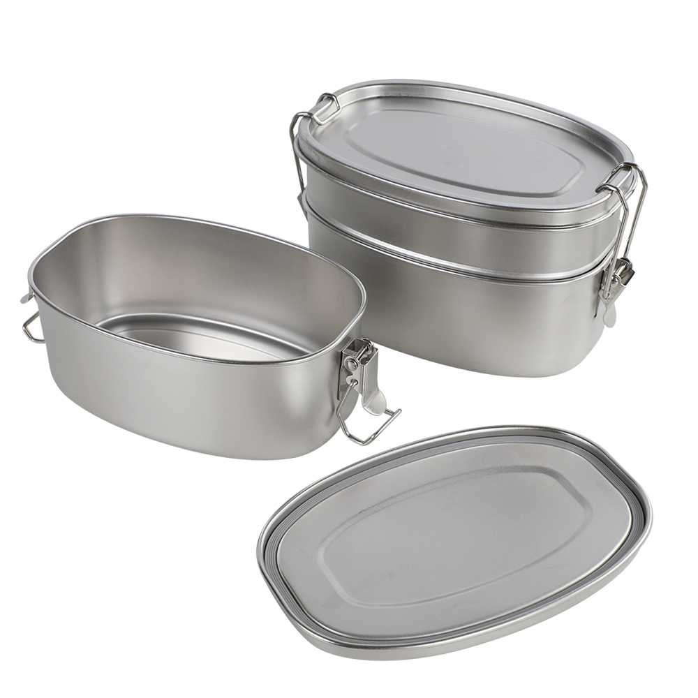 BJ-401/5 椭圆形不锈钢便当午餐食品盒容器三明治容器带可锁夹