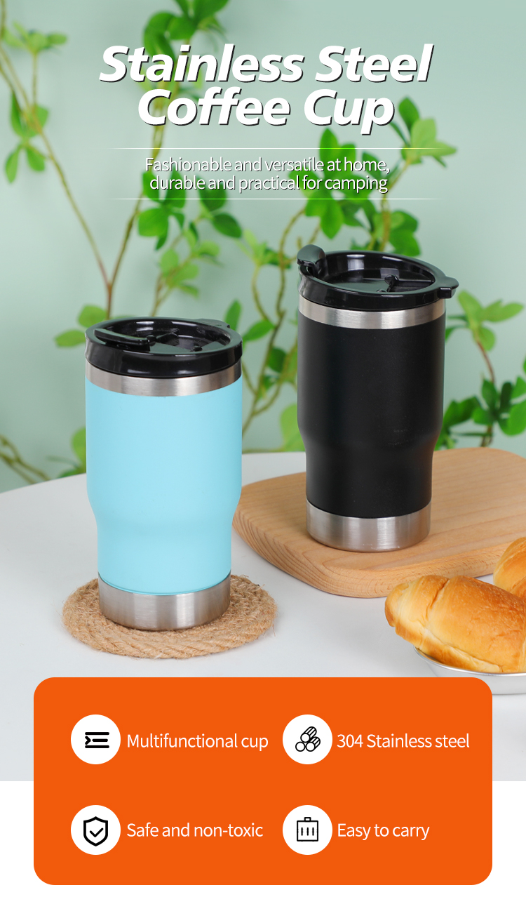 10 盎司不锈钢真空隔热双层咖啡杯带防溅滑动盖