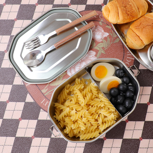 BJ-408 便携式办公野餐八角便当盒 保温不锈钢饭盒 