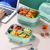 3 个可堆叠不含 BPA 塑料食品容器午餐盒带餐具套装