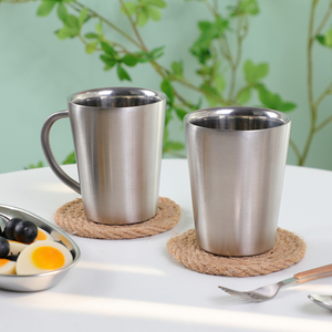 BJ-008 304不锈钢双层咖啡杯10盎司啤酒杯带手柄杯