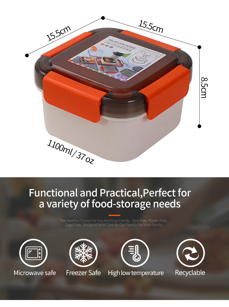 不同尺寸和优点的一体式沙拉盒