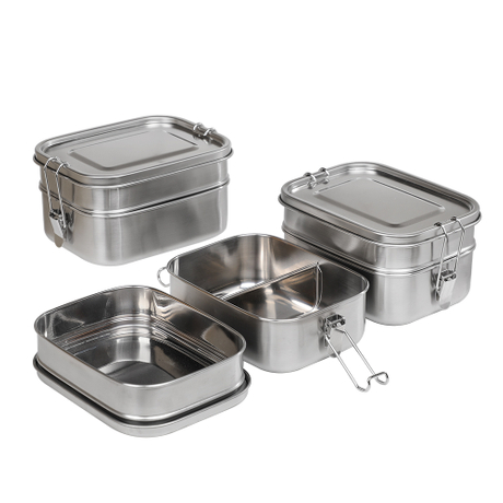 BJ-640 2层100%防漏带夹锁不锈钢饭盒