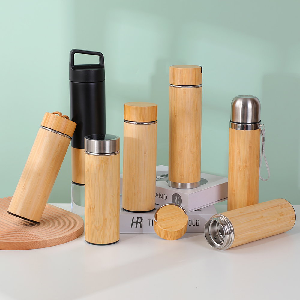 BJ-344 竹画不锈钢保温水瓶运动家用不锈钢水瓶