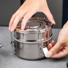 BJ-850 圆形2层不锈钢便当盒 保温饭盒带密封扣