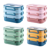3 个可堆叠不含 BPA 塑料食品容器午餐盒带餐具套装