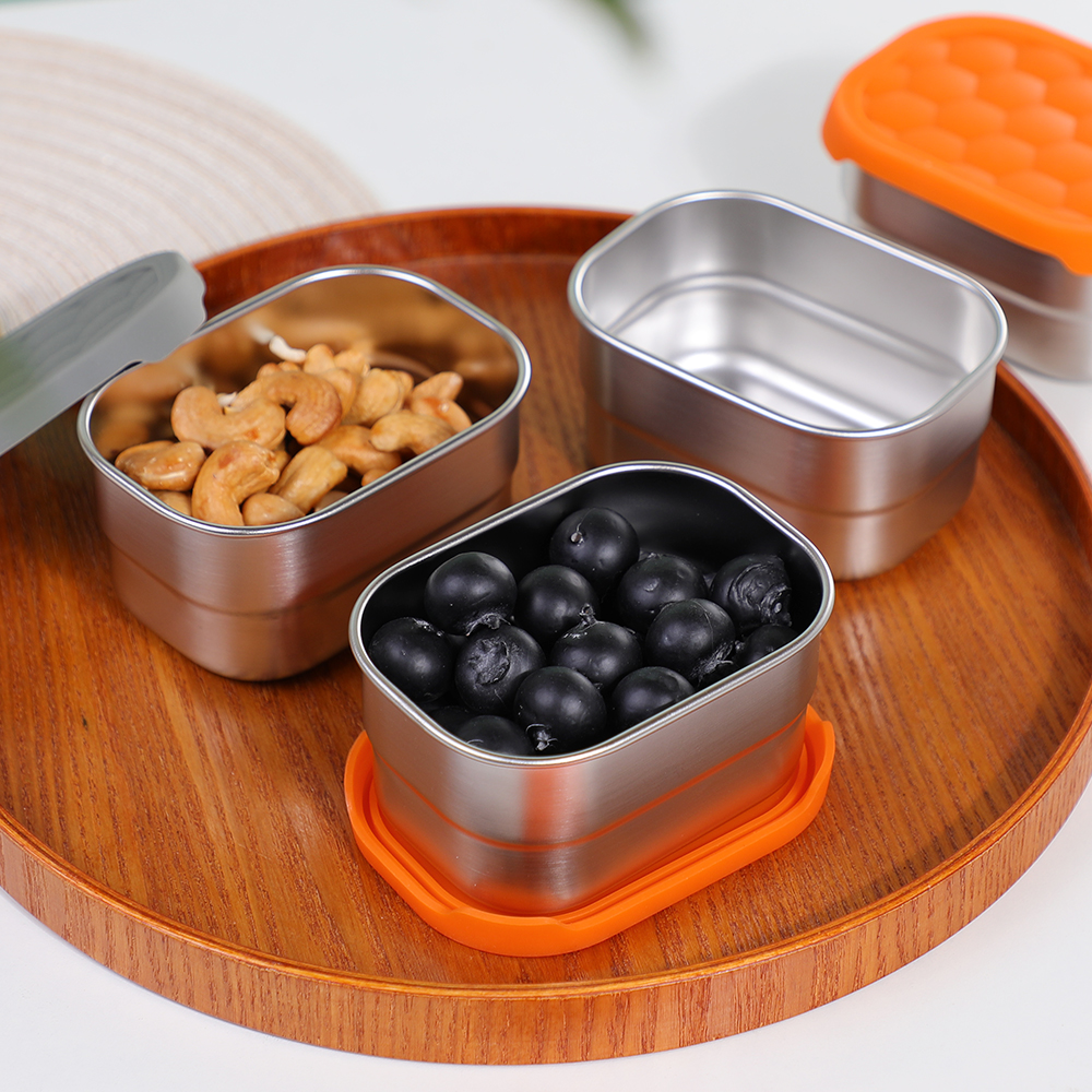 BJ-565 防漏不含 BPA 零食容器带硅胶盖不锈钢餐具套装