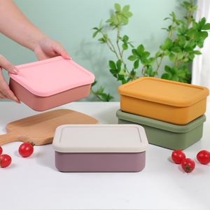 BJ-245 硅胶便当盒 可重复使用 3 隔层硅胶便当盒带盖午餐盒 