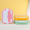 BJ-642 不含 BPA 便携式塑料食品容器 便携式儿童午餐盒 带不锈钢餐具套装 
