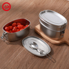 BJ-401/5 椭圆形不锈钢便当午餐食品盒容器三明治容器带可锁夹