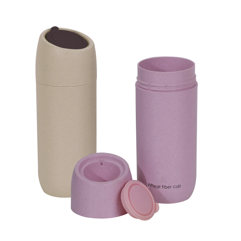  BJ-916 不易破损可重复使用隔热400ml 麦秆水杯带容器盖水瓶 